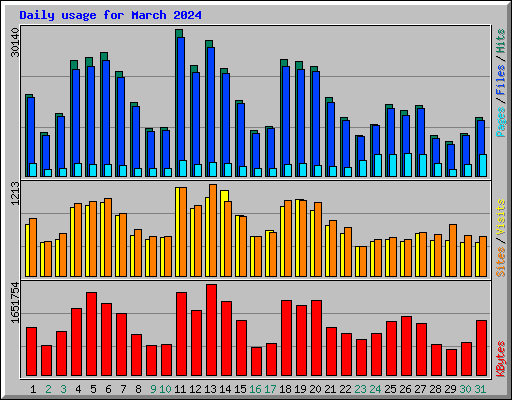 Daily usage for March 2024