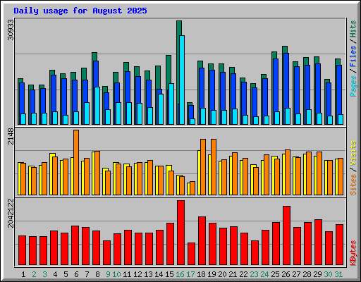 Daily usage for August 2025