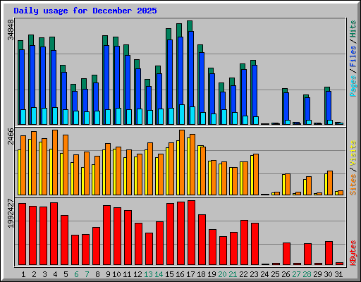 Daily usage for December 2025
