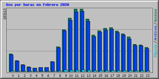Uso por horas en Febrero 2020